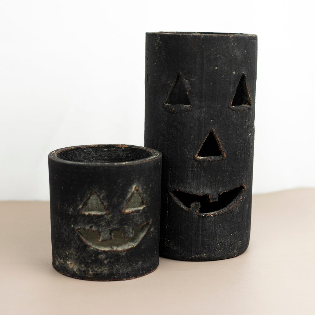 Small Black Clay Jack-O-Lantern