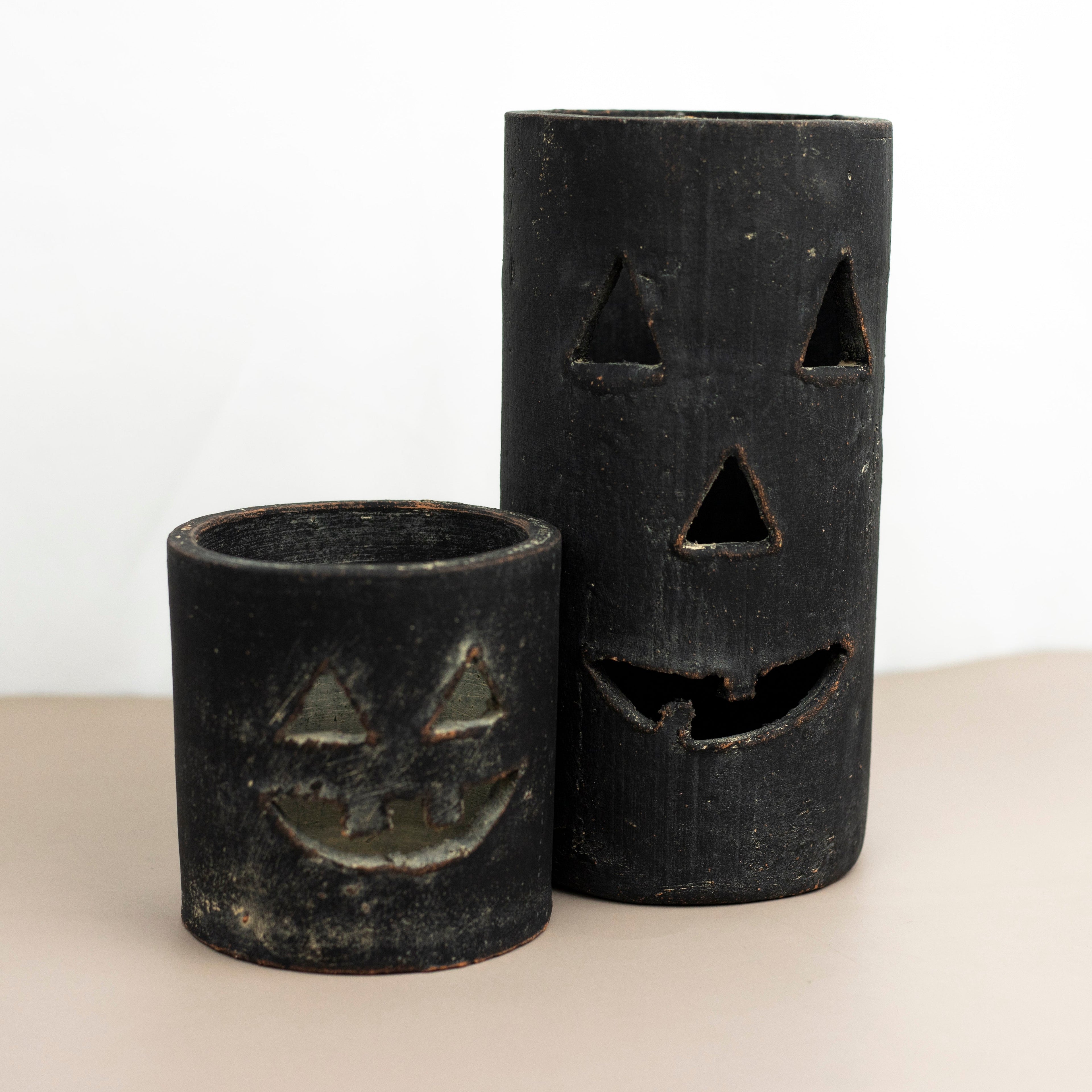 Small Black Clay Jack-O-Lantern