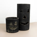 Tall Black Clay Jack-O-Lantern