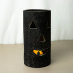 Tall Black Clay Jack-O-Lantern